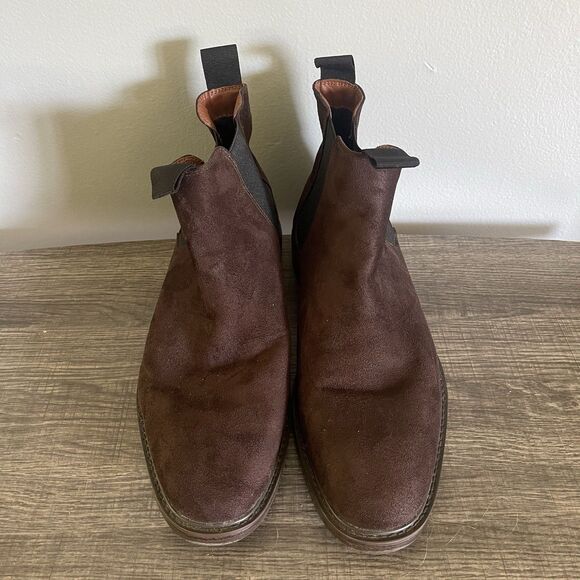 H&M Men’s Dark Brown Faux Suede Ankle Chelsea Pull On Boots Size 8.5 - Picture 3 of 10